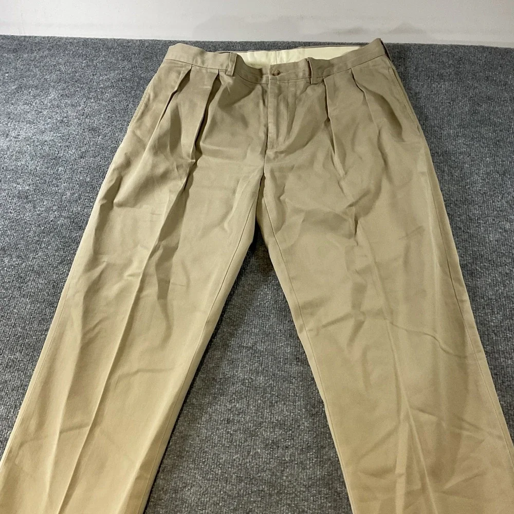 Polo Ralph Lauren Ethan Pant Mens 36x30 Khaki Tan Pleated Cotton Chino Trousers